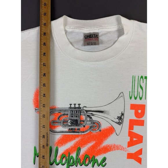 Vintage 1992 Music Stuff Mellophone Just Play It Single Stitch Shirt Oneita 2XL - Picture 16 of 16